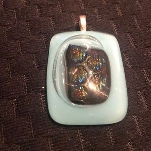 Glass Pendant with Silver Clasp